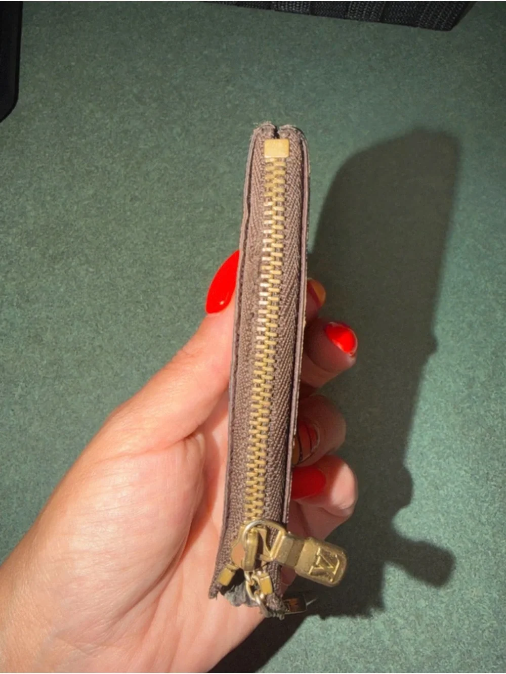 Louis Vuitton Brown Damier Ebene Zip Key Pouch with Gold Chain